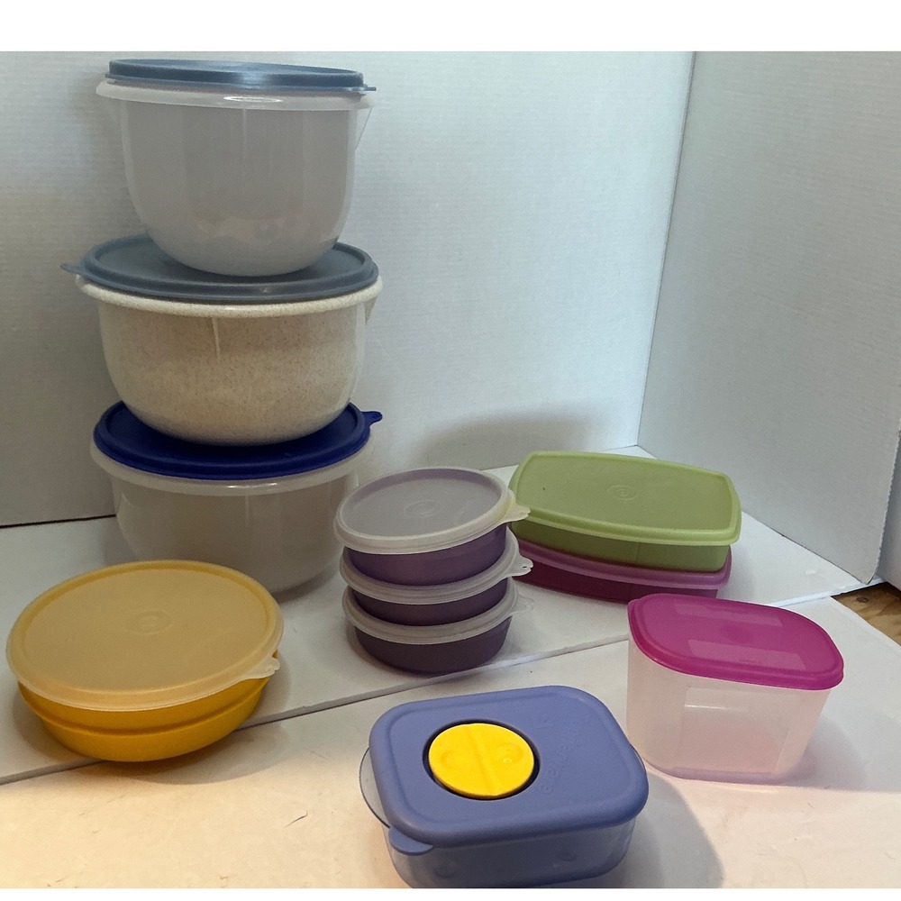 Tupperware Vintage Mixed Lot Food Storage Containers Bowls Lids Multi Color Set